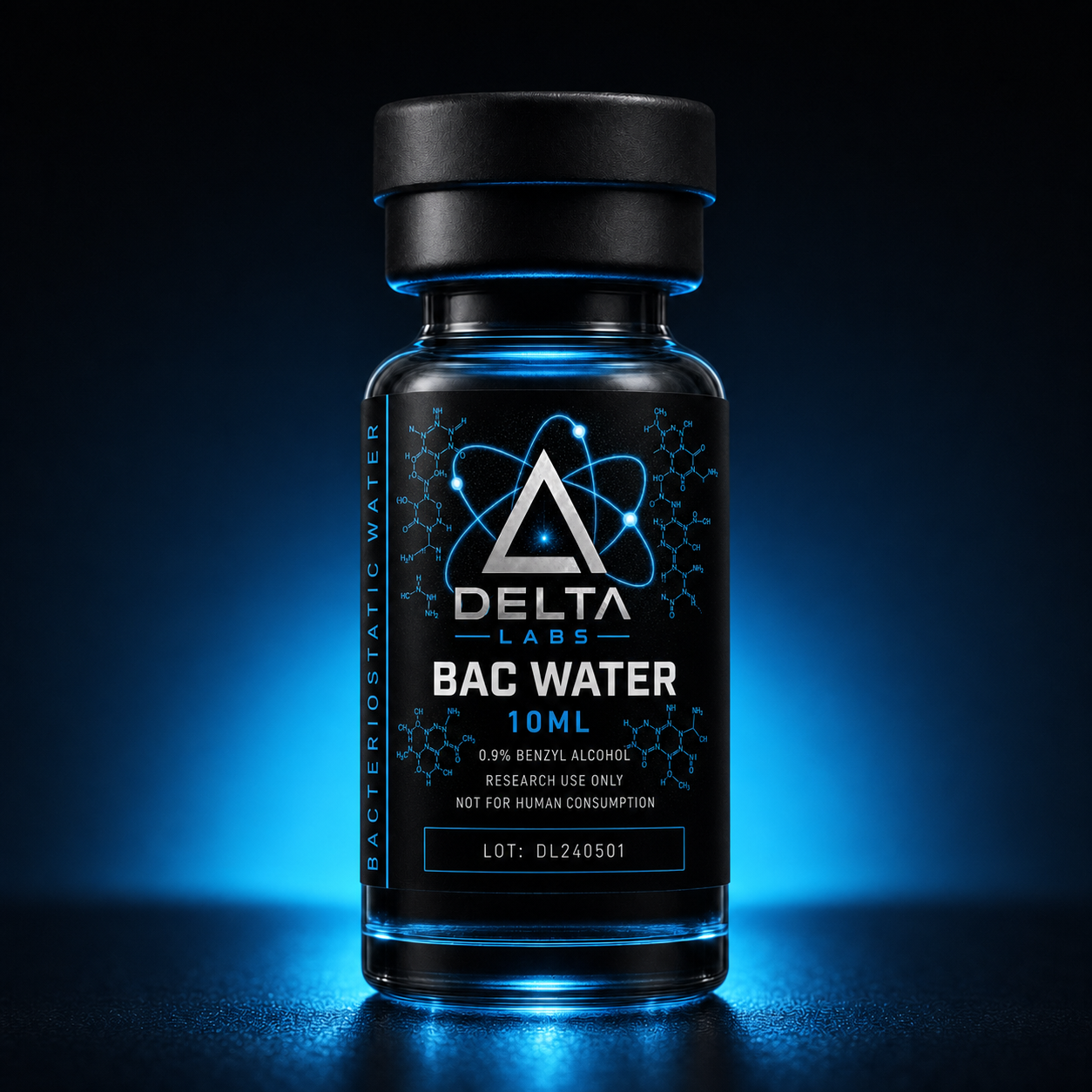 BAC Water research peptide vial — Delta Labs 10ML 99% purity