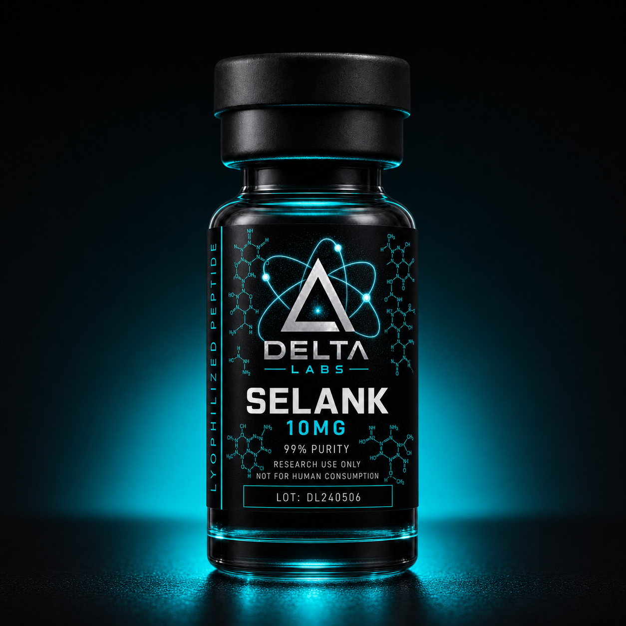 Selank research peptide vial — Delta Labs 10MG 99% purity